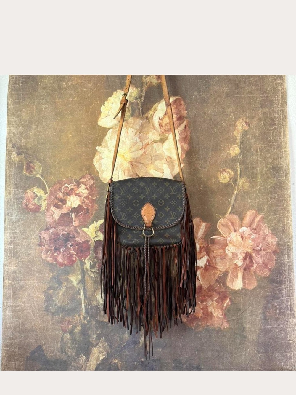 Louis Vuitton Brown Monogram Fringe Crossbody with Tan Strap